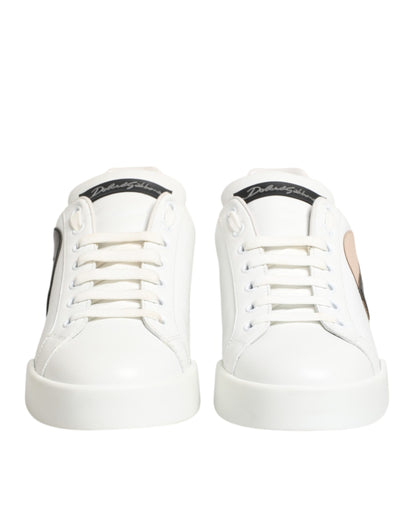 Dolce & Gabbana White Leather #DGFamily Casual Sneakers Shoes