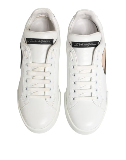 Dolce & Gabbana White Leather #DGFamily Casual Sneakers Shoes