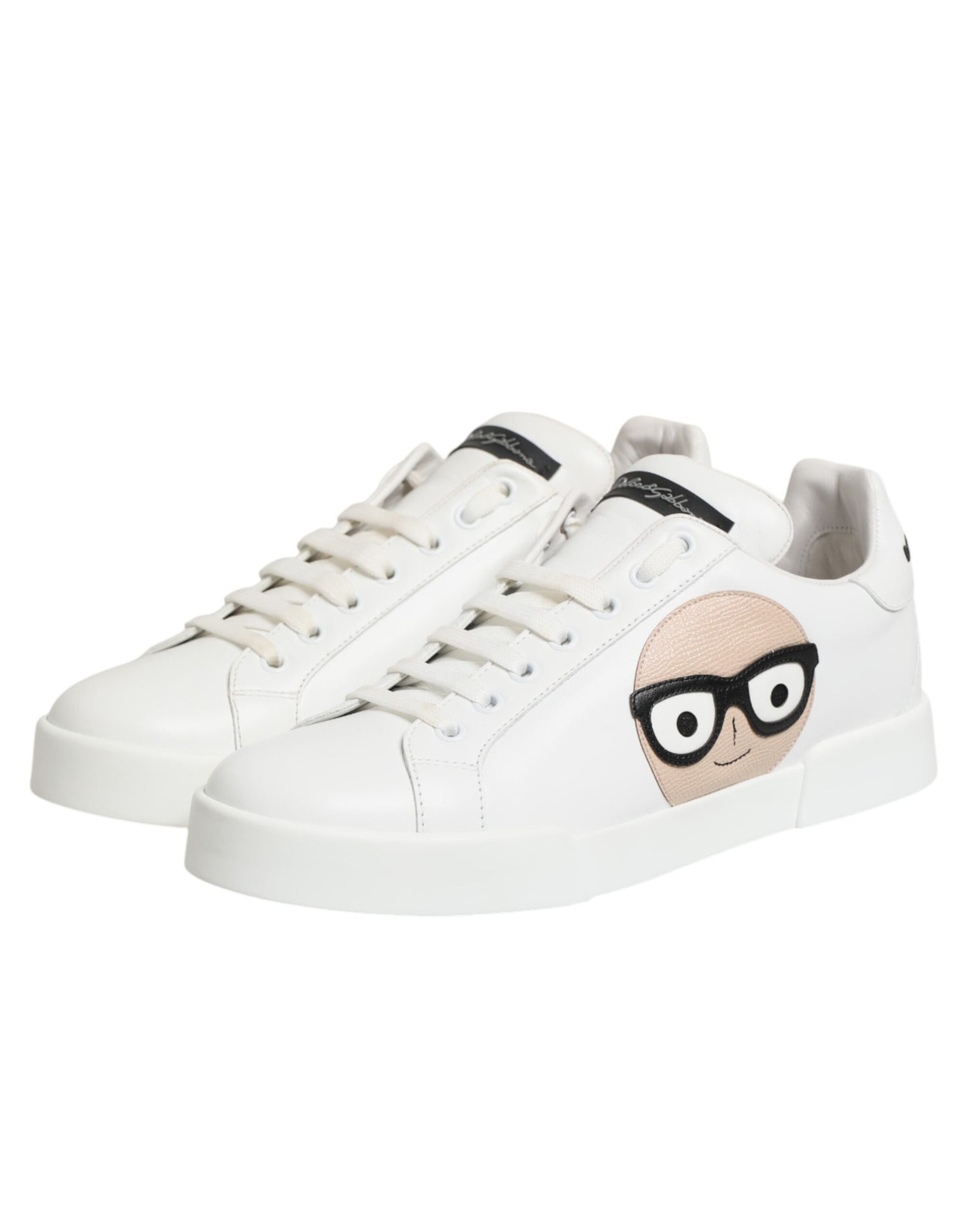 Dolce & Gabbana White Leather #DGFamily Casual Sneakers Shoes