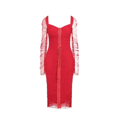 Dolce &amp; Gabbana Midikleid aus gerafftem Seidentüll