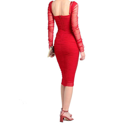 Dolce &amp; Gabbana Midikleid aus gerafftem Seidentüll