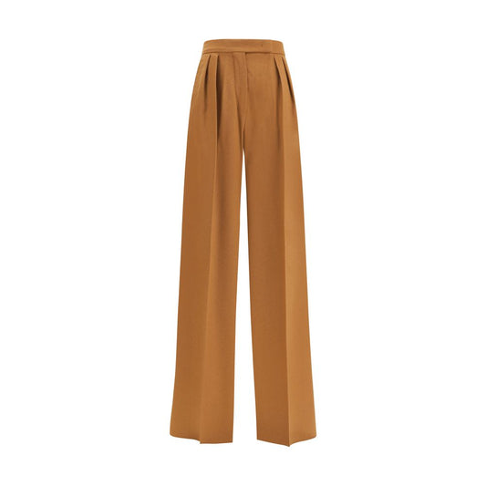 Max Mara – Weite, kamelfarbene Drap-Hose