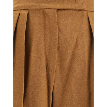 Max Mara – Weite, kamelfarbene Drap-Hose