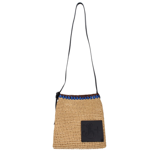 Jil Sander Beige Raffia Umhängetaschen
