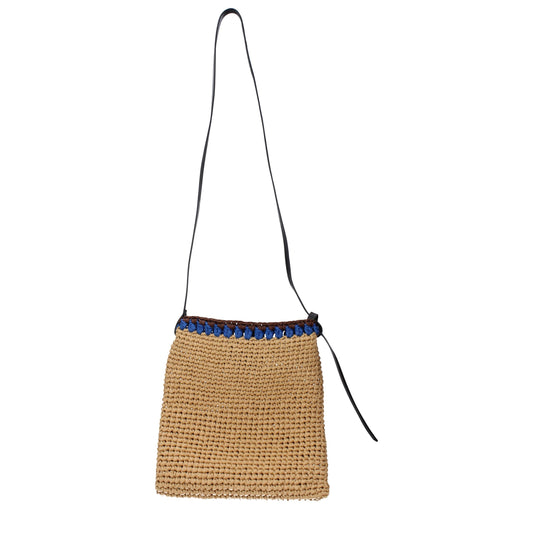 Jil Sander Beige Raffia Umhängetaschen