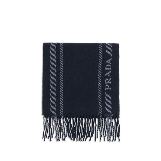 Prada Blue Fleece Wool Scarf