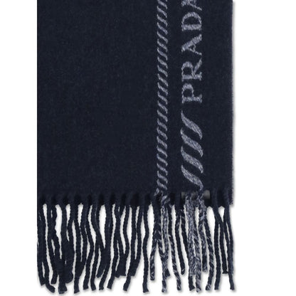 Prada Blue Fleece Wool Scarf
