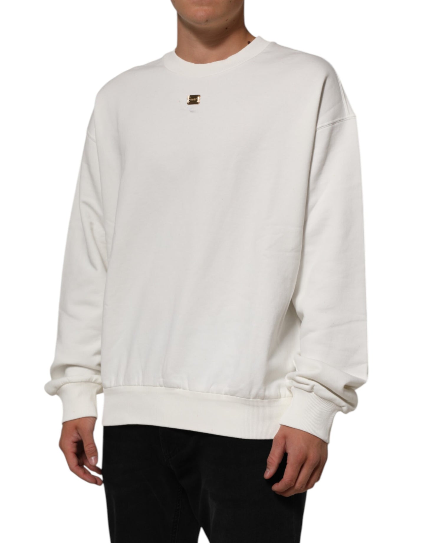 Dolce &amp; Gabbana – Weißes Sweatshirt mit Rundhalsausschnitt und DG-Logo