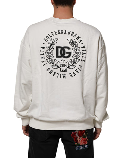 Dolce &amp; Gabbana – Weißes Sweatshirt mit Rundhalsausschnitt und DG-Logo