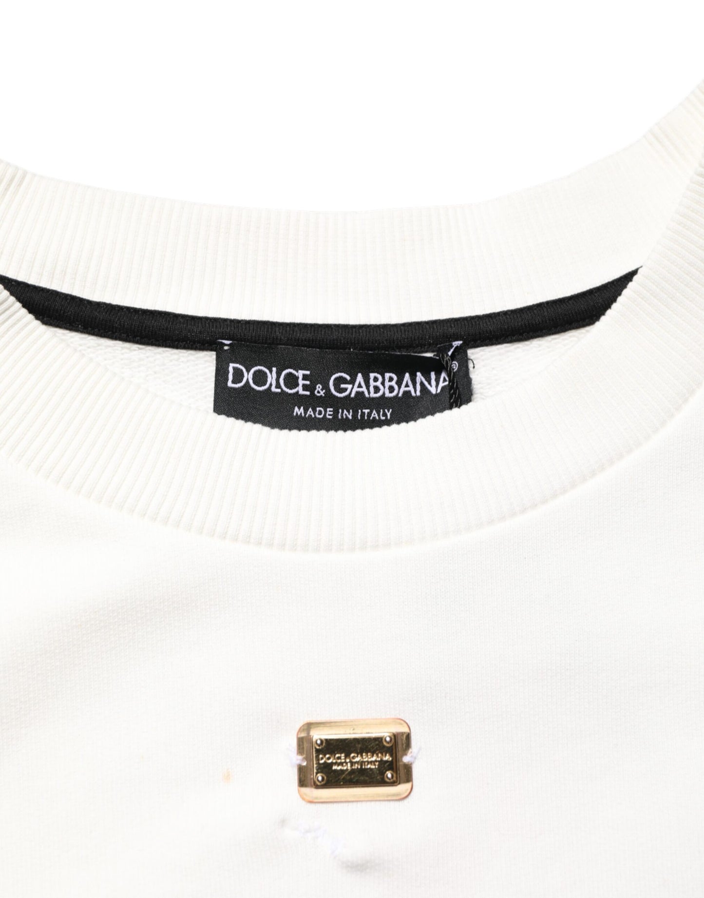 Dolce &amp; Gabbana – Weißes Sweatshirt mit Rundhalsausschnitt und DG-Logo