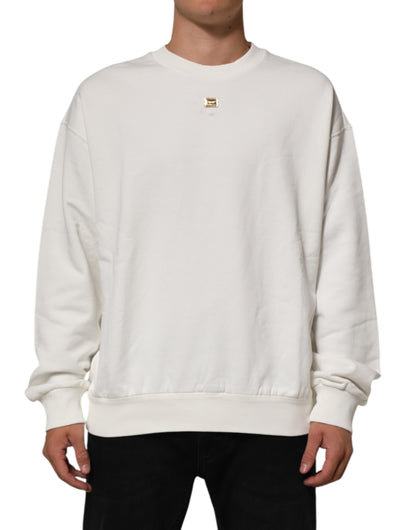 Dolce &amp; Gabbana – Weißes Sweatshirt mit Rundhalsausschnitt und DG-Logo