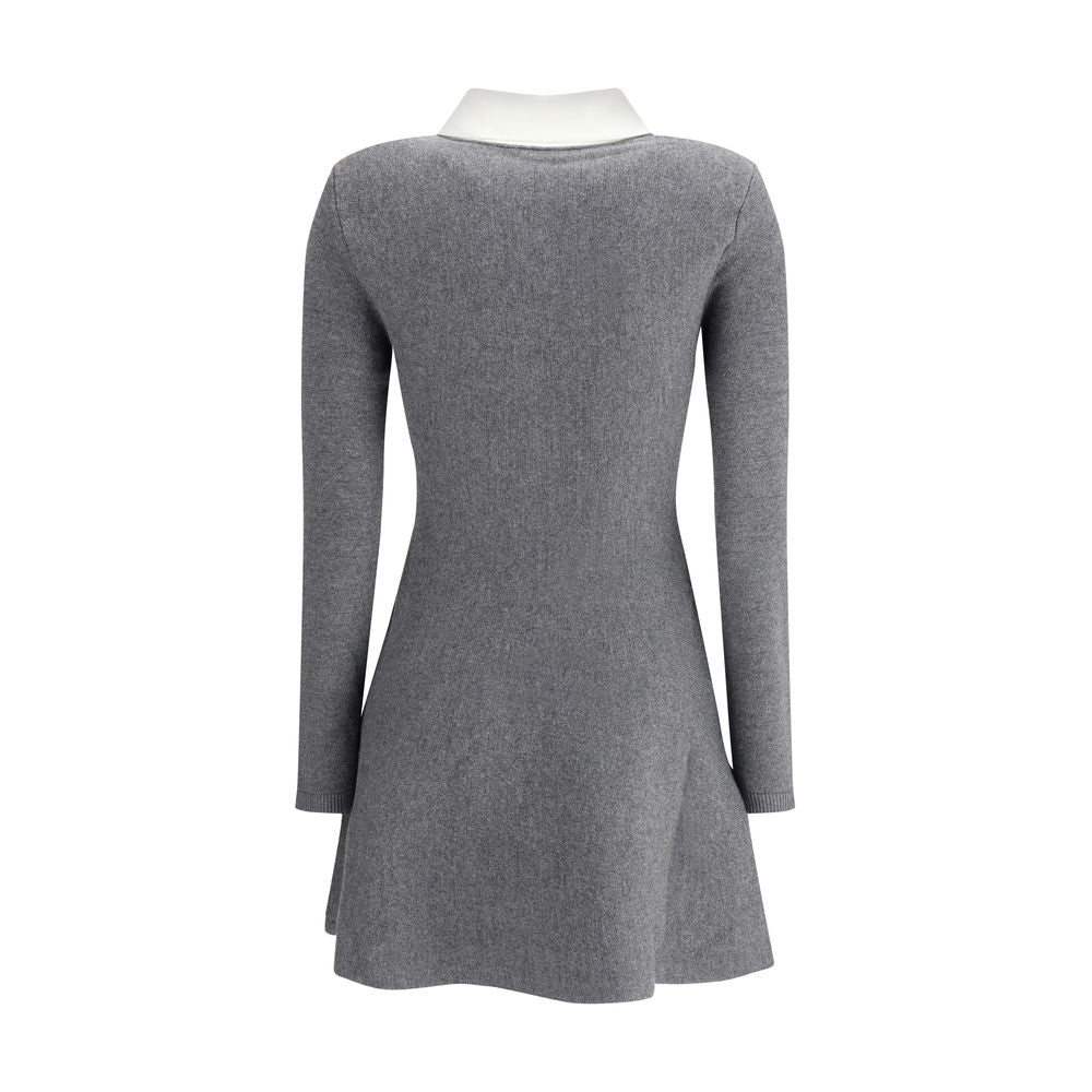 Self-Portrait Mini knit Dress with crochet floral collar