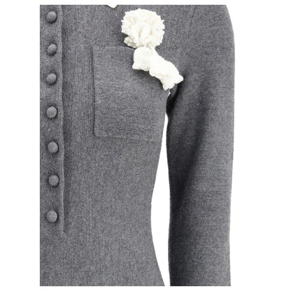 Self-Portrait Mini knit Dress with crochet floral collar