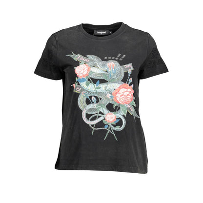 Desigual Schwarzes Baumwoll-T-Shirt