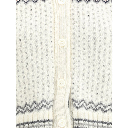 Thom Browne White Wool Cardigan