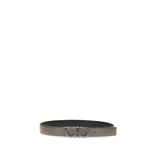 Ferragamo Gray Calf Leather Bos Taurus Belt