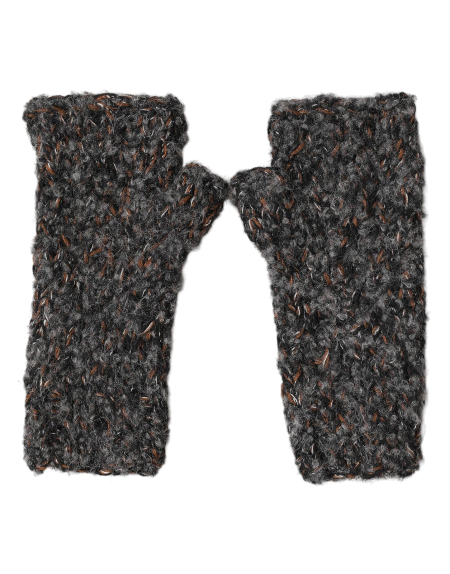 Dolce & Gabbana Gray Virgin Wool Knitted Fingerless Men Gloves