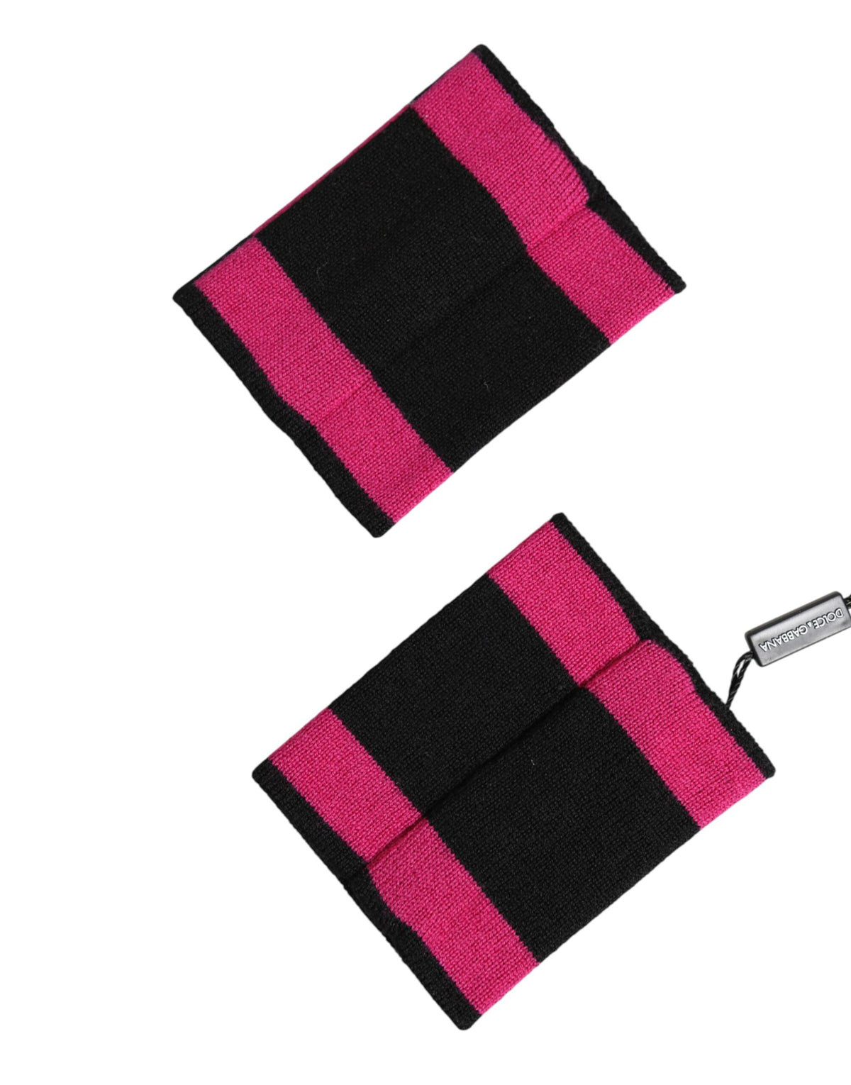 Dolce & Gabbana Black Pink DG Logo Cashmere 1 Pair Wristband