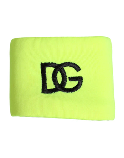 Dolce & Gabbana Yellow Green Silk DG Logo Men Wristband