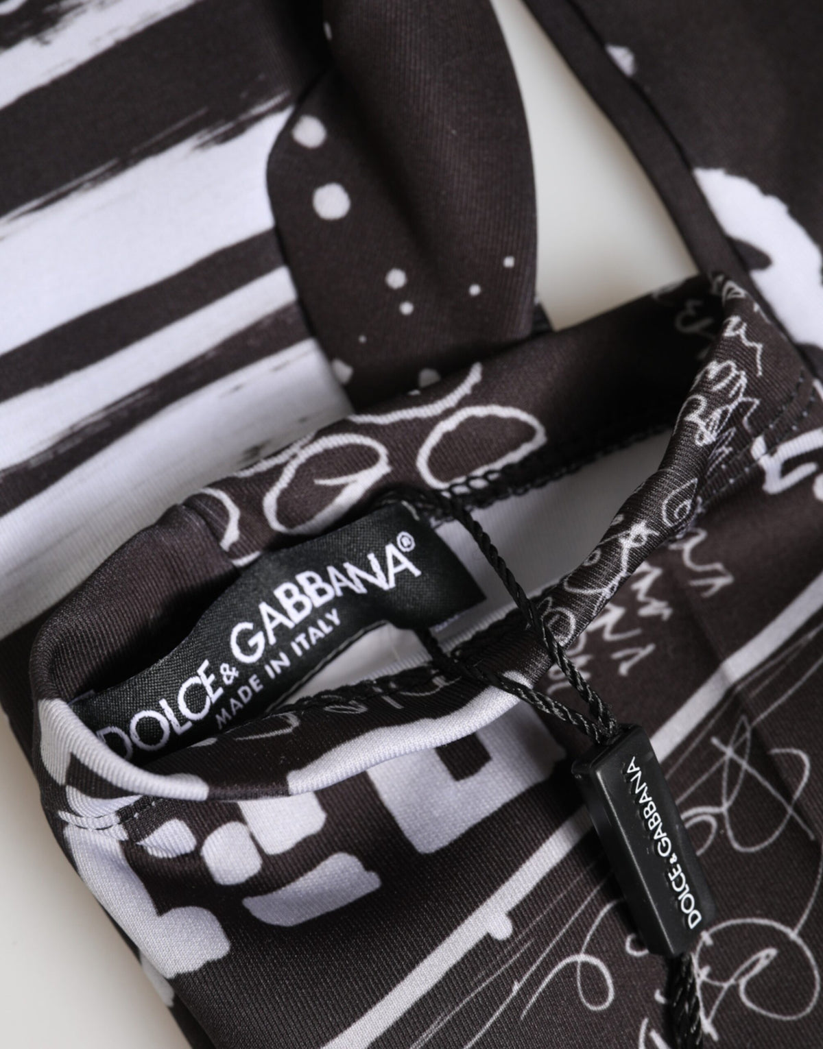 Dolce & Gabbana Black White DG Logo Elbow Length Mitten Gloves