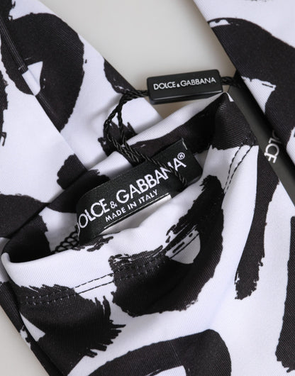 Dolce & Gabbana Black White DG Logo Elbow Length Mitten Gloves