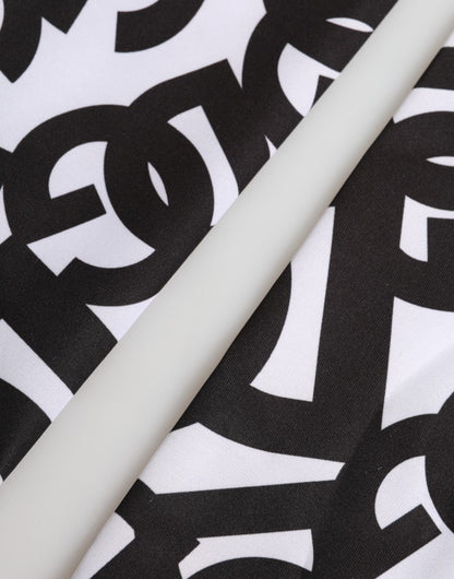 Dolce & Gabbana Black White DG Logo Elbow Length Mitten Gloves