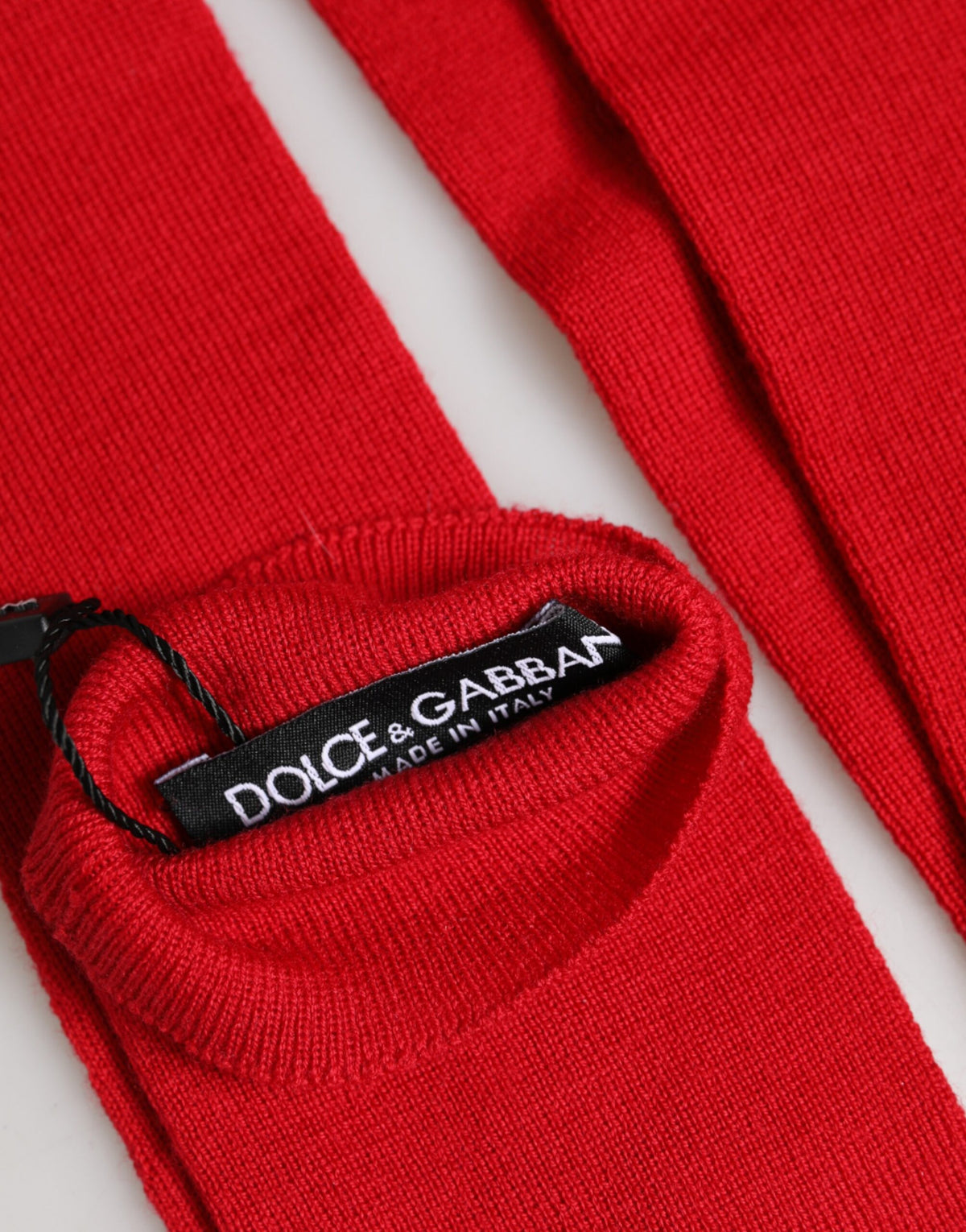 Dolce & Gabbana Red Wool Fingerless Elbow Length Mitten Gloves