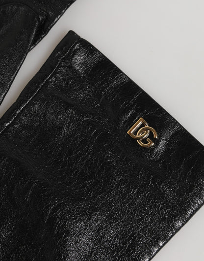 Dolce & Gabbana Black Polyester Elbow Length Mitten Gloves