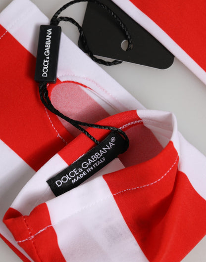 Dolce & Gabbana Red White Nylon Fingerless Wrist Length Gloves
