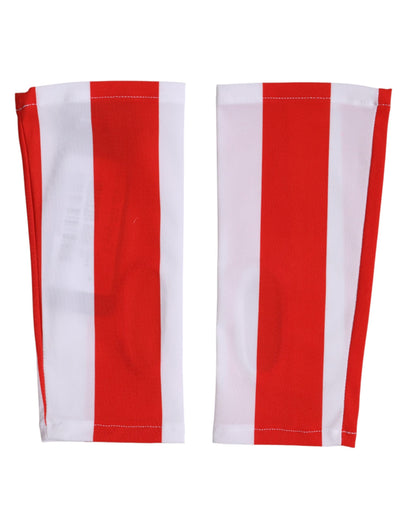 Dolce & Gabbana Red White Nylon Fingerless Wrist Length Gloves