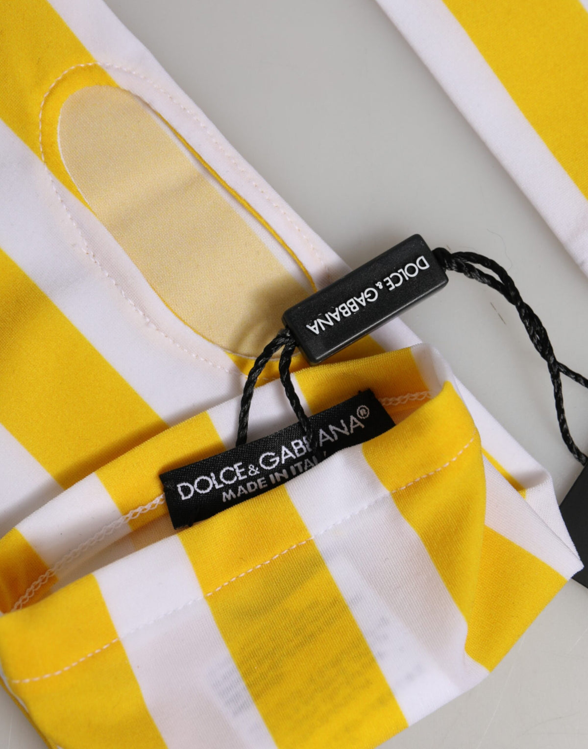 Dolce & Gabbana Yellow White Nylon Fingerless Wrist Length Gloves