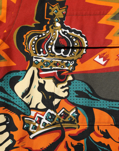 Dolce & Gabbana Green Superhero Print Button Down Shirt