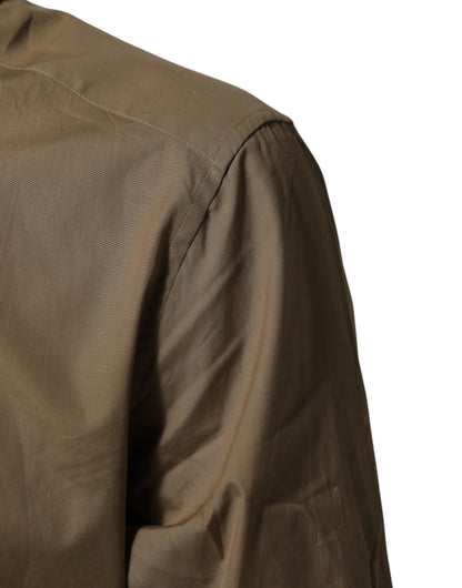 Dolce & Gabbana Brown Cotton Collared Men GOLD Dress Shirt