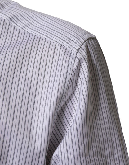 Dolce & Gabbana White Stripes Long Sleeves GOLD Dress Shirt
