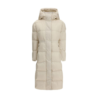 Moncler The long Down Jacket with hood and wool trims