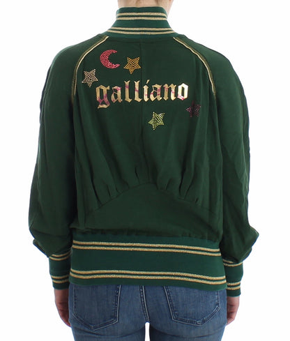 John Galliano Green Mock Zip Cardigan Sweatshirt Sweater Jacket