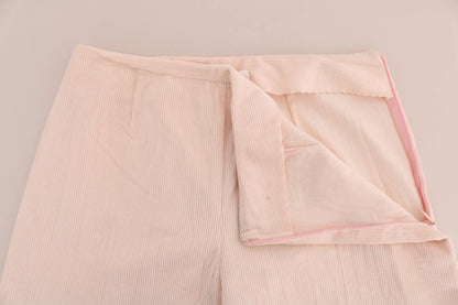 Ermanno Scervino Beige Cotton Stretch Straight Trousers Pants