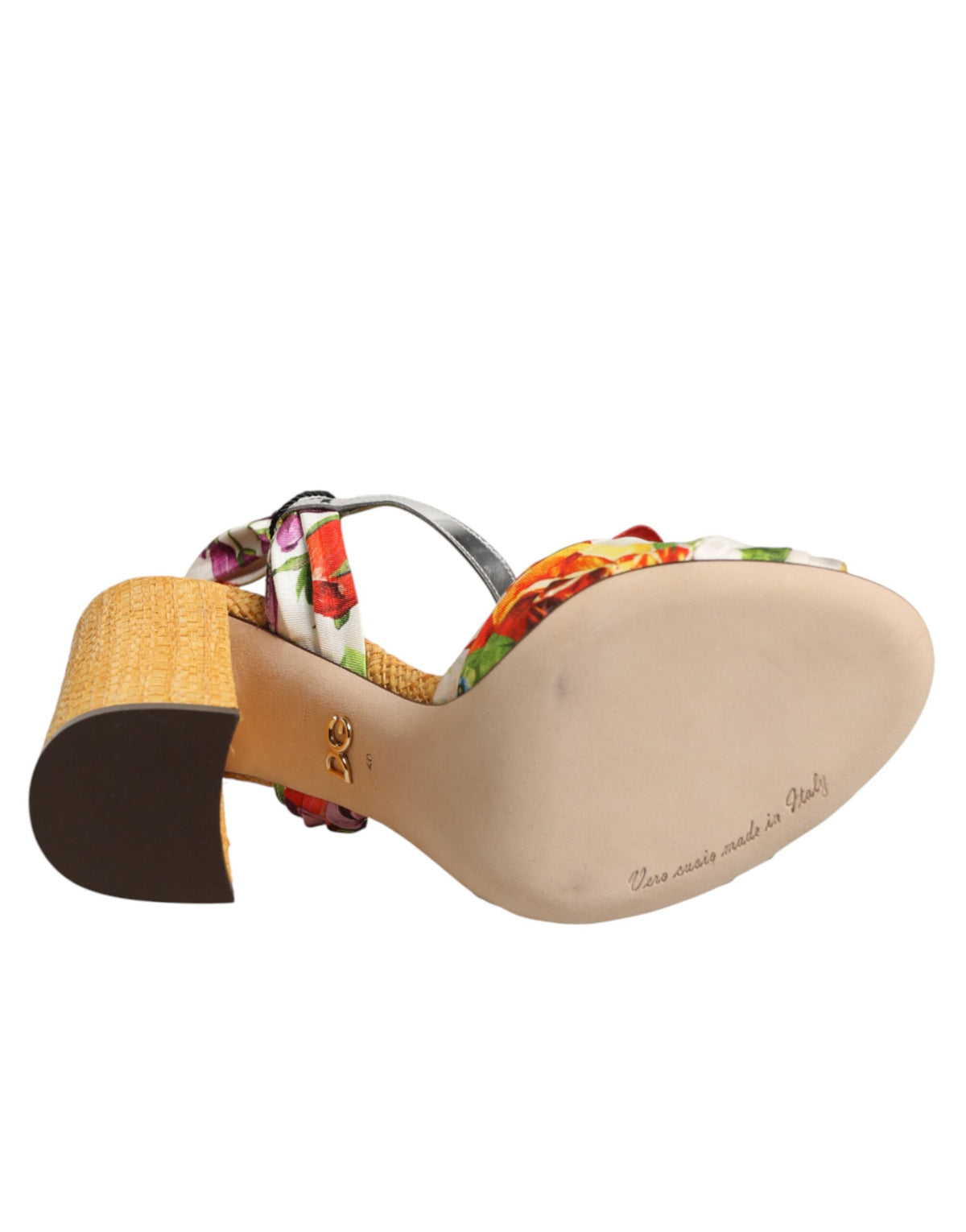 Dolce & Gabbana Mehrfarbige Blumenkristall-verzierte Sandalen Schuhe