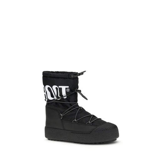 Moon Boot Black Nylon Lace-Up Boots