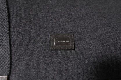 Dolce &amp; Gabbana Graues Logo-Kapuzenpullover mit durchgehendem Reißverschluss