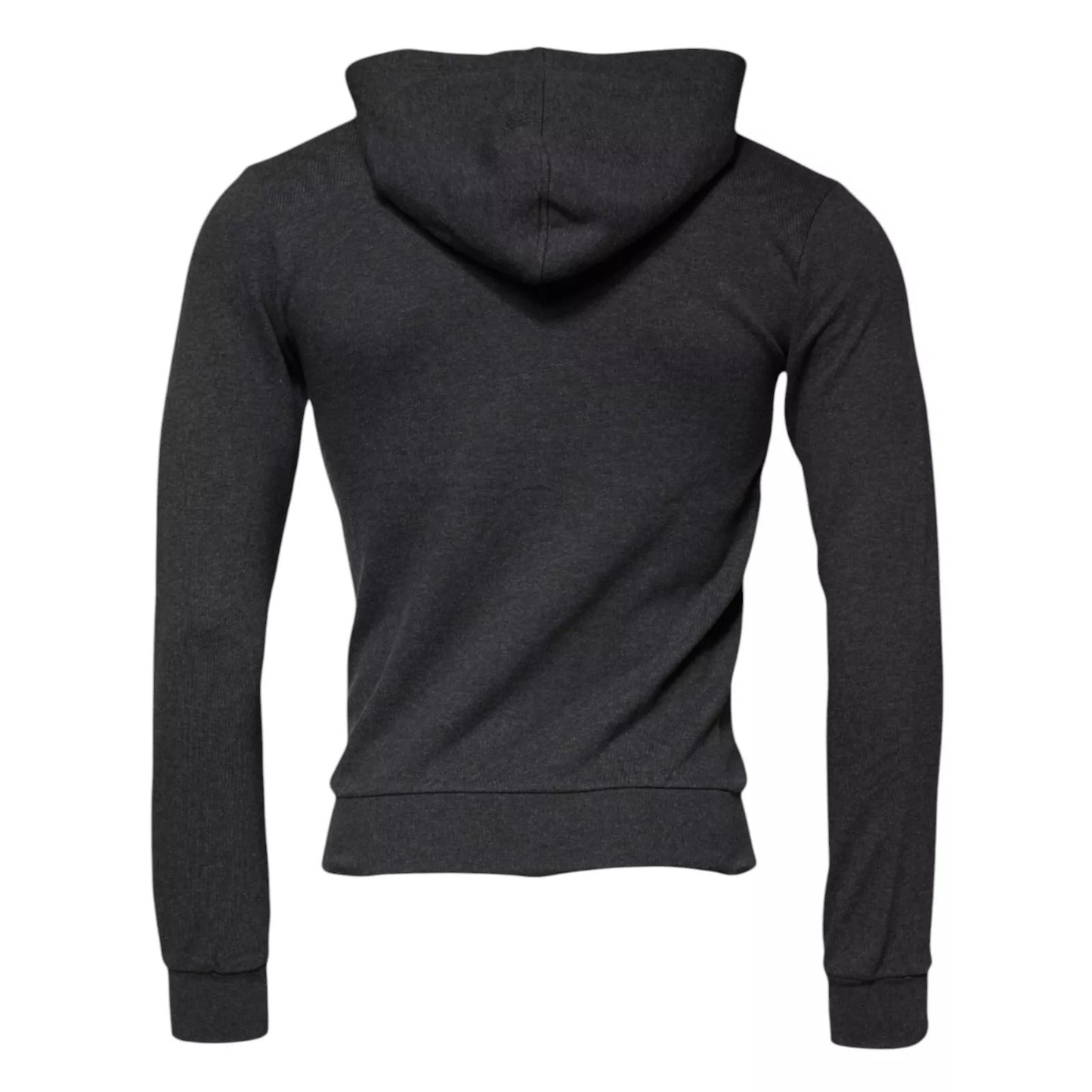 Dolce &amp; Gabbana Graues Logo-Kapuzenpullover mit durchgehendem Reißverschluss