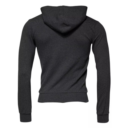 Dolce &amp; Gabbana Graues Logo-Kapuzenpullover mit durchgehendem Reißverschluss
