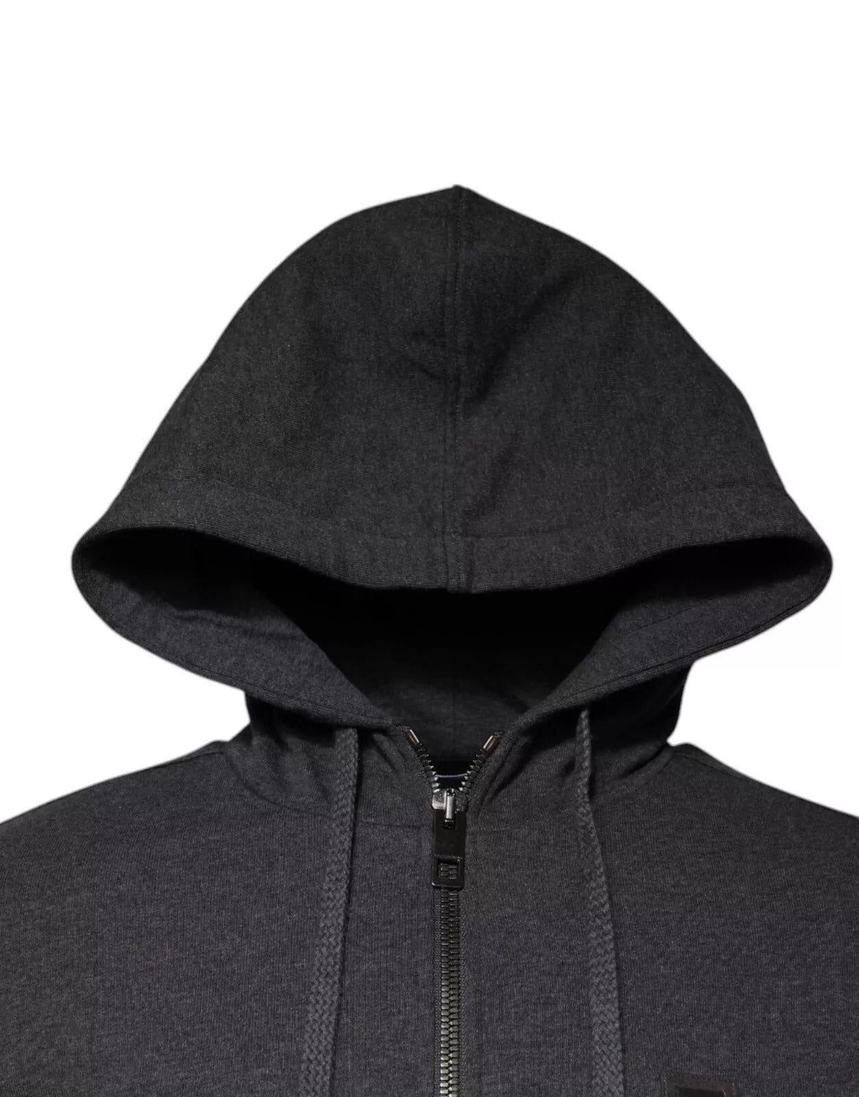 Dolce &amp; Gabbana Graues Logo-Kapuzenpullover mit durchgehendem Reißverschluss