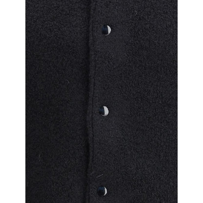 Laneus Black Merino Wool Bomber