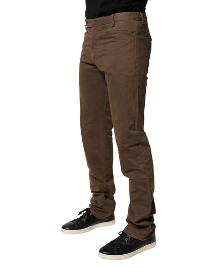 Exte Brown Straight Cut Mid Waist Chino Men Trouser Pants
