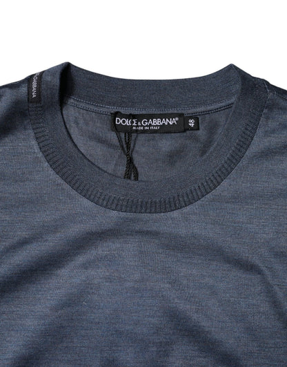 Dolce & Gabbana Blue Silk Crew Neck Short Sleeves Men T-shirt