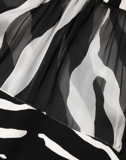 Dolce & Gabbana Zebra Print Chiffon Paneled Crop Blouse Top