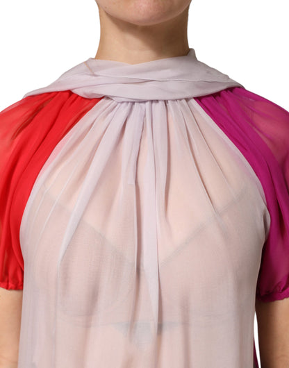 Dolce & Gabbana Multicolor Short Sleeves Silk Blouse Top