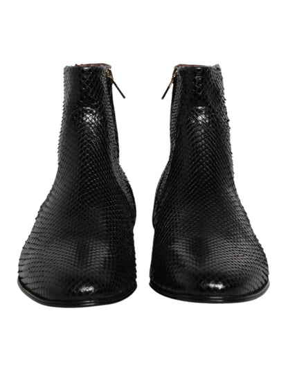 Dolce & Gabbana Black Leather Chelsea Short Ankle Boots  Shoes