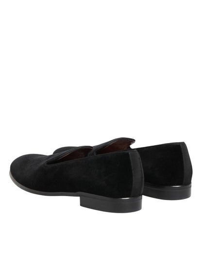 Dolce & Gabbana Black Leather Suede Slip On Loafer Dress Shoes